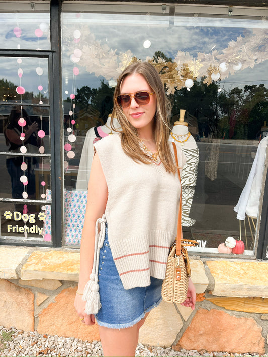 Hazel Tassel Detailed Oversized Sweater Vest