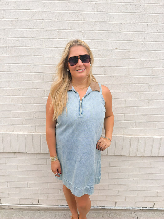 Daphne Denim Half Zip Dress