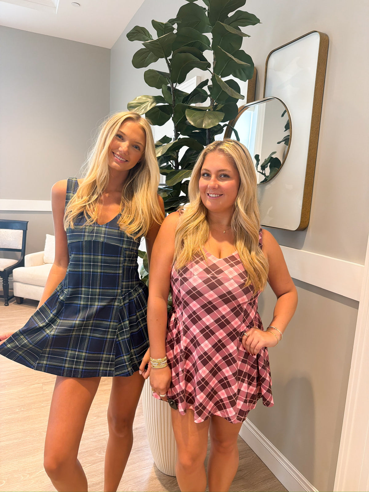 Tina Navy Plaid Athletic Dress