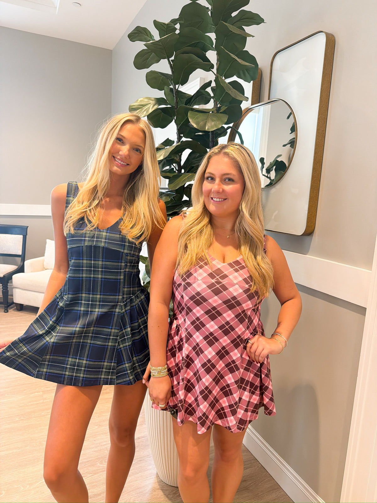 Tina Navy Plaid Athletic Dress