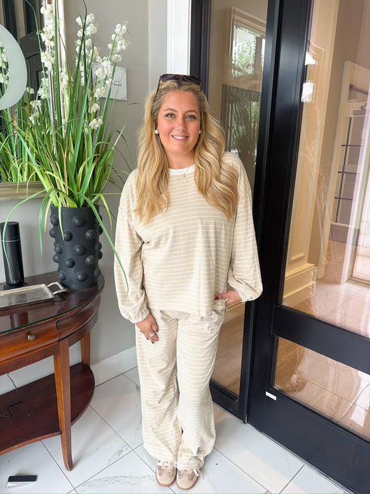 Daphne Tan Striped Top