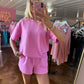 Scuba Short Sleeve Top & Shorts Set Candy Pink