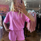 Scuba Short Sleeve Top & Shorts Set Candy Pink