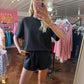 Scuba Short Sleeve Top & Shorts Set Black