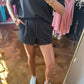 Scuba Short Sleeve Top & Shorts Set Black