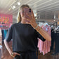 Scuba Short Sleeve Top & Shorts Set Black