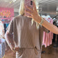 Corded Rib Short Sleeve Tee & Short Pants Set Brown
