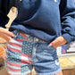 Lia Flag Denim Shorts