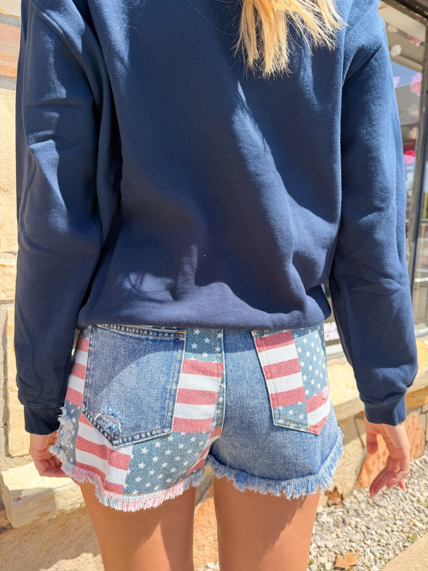 Lia Flag Denim Shorts