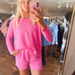 Rib Long Sleeve Tee & Shorts Set Fuchsia