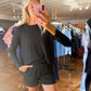 Rib Long Sleeve Tee & Shorts Set Black