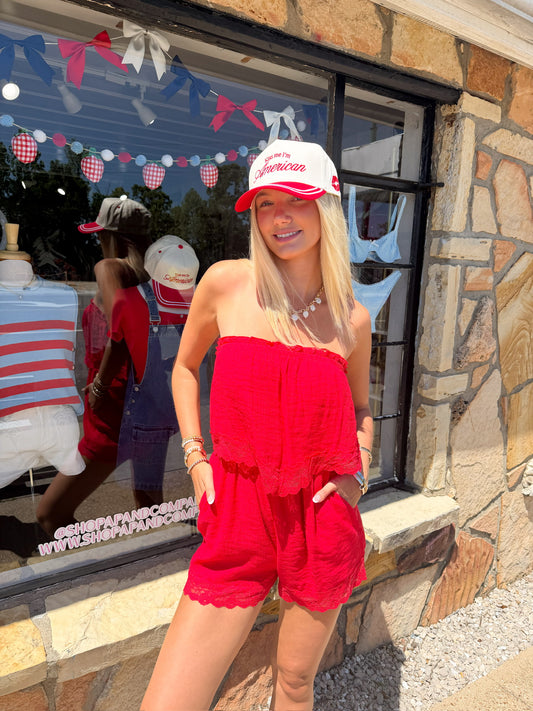 Sky Red Romper
