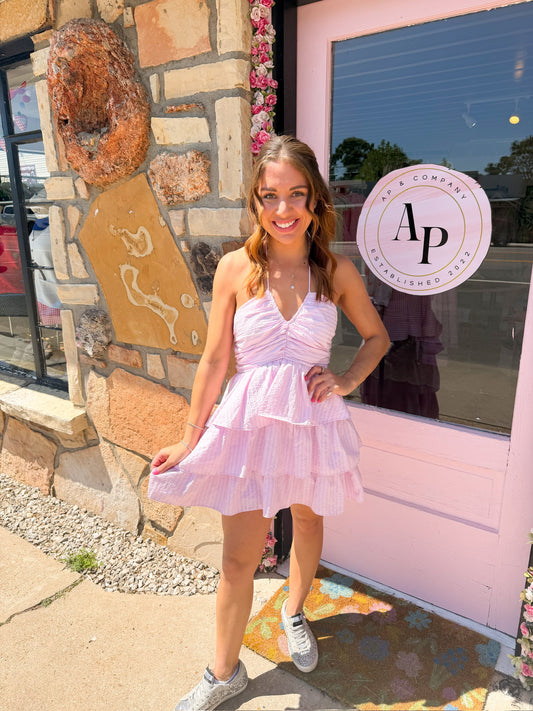 Dallas Lilac Pink Stripe Dress