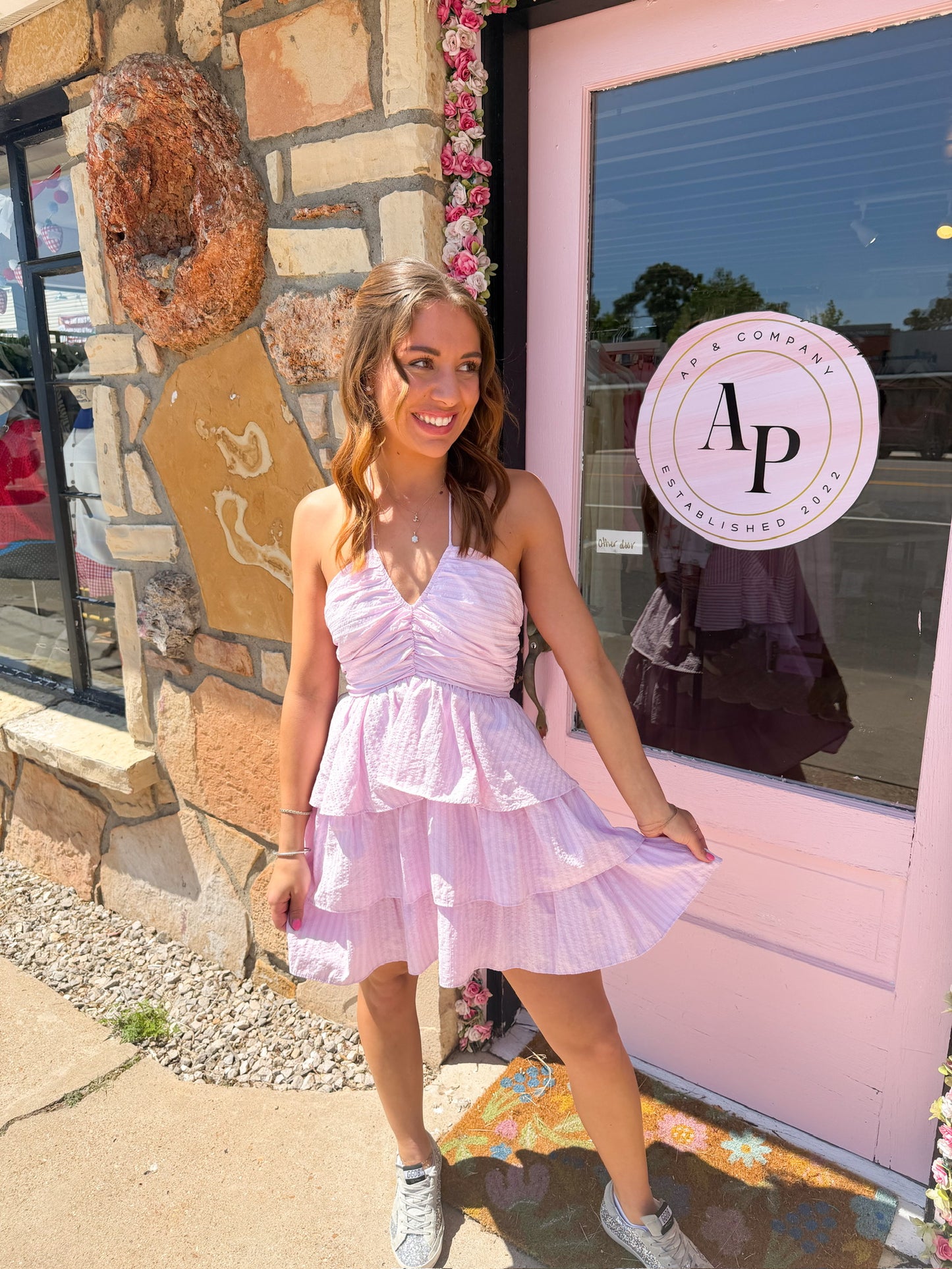 Dallas Lilac Pink Stripe Dress