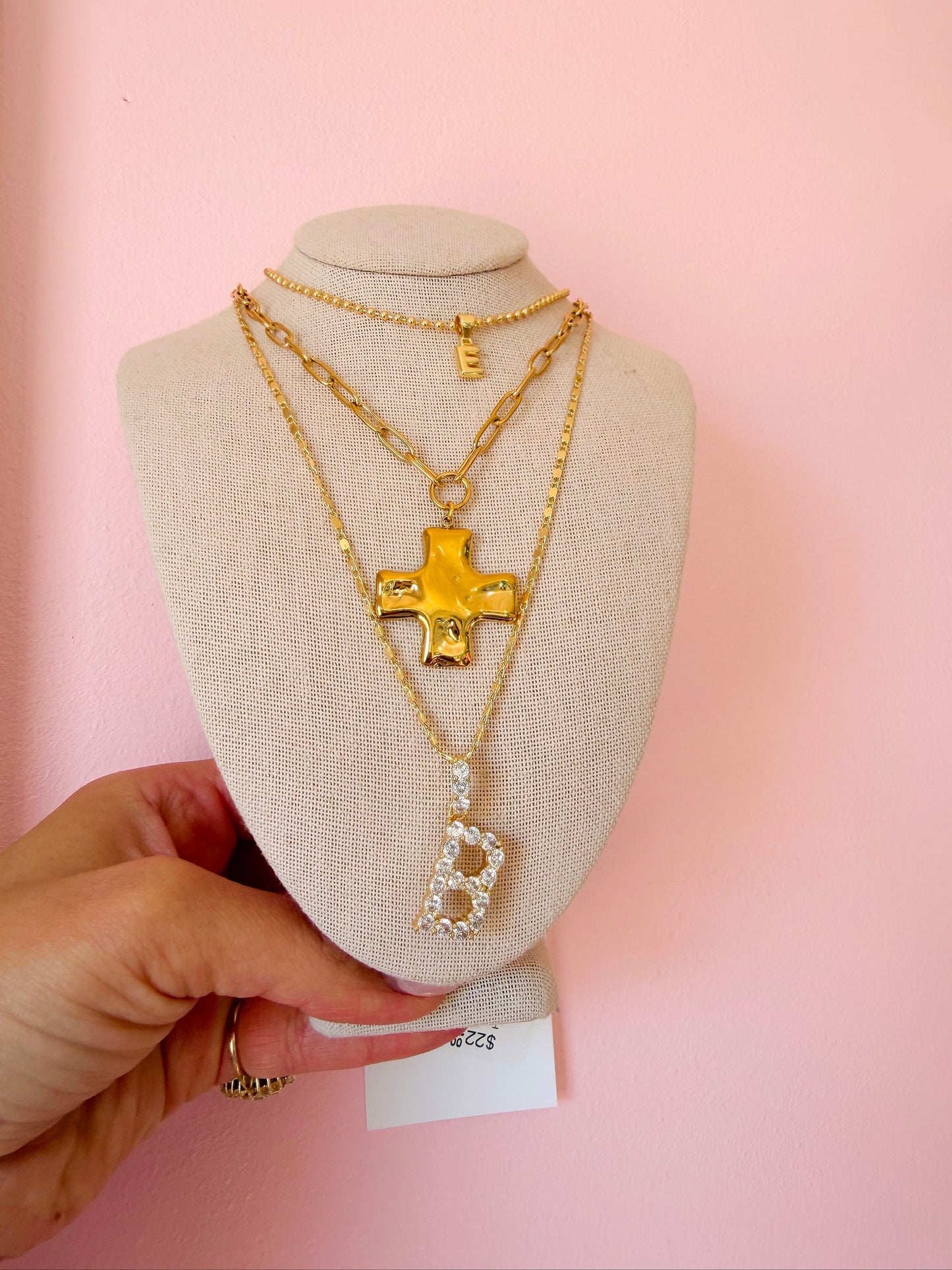 Bari 18K Non-Tarnish Cross Chain Necklace