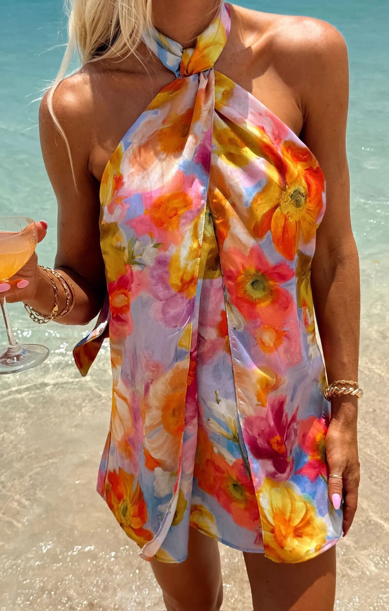 Twist Mini Dress Brushed Blooms