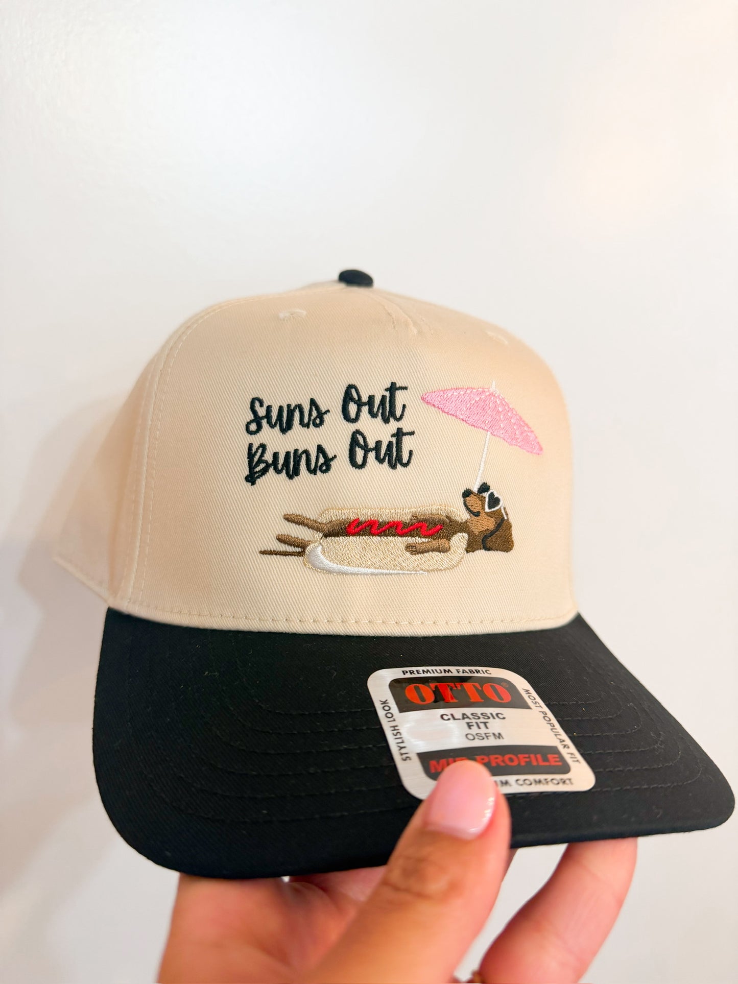 Suns Out Buns Out - Hat Black and Cream