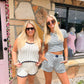 Dina Navy and Blue Striped Top