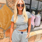 Dina Navy and Blue Striped Shorts