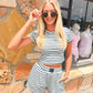 Dina Navy and Blue Striped Top