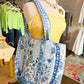 Bleu Chapelle | Large Quilted Ruffle Tote Bag