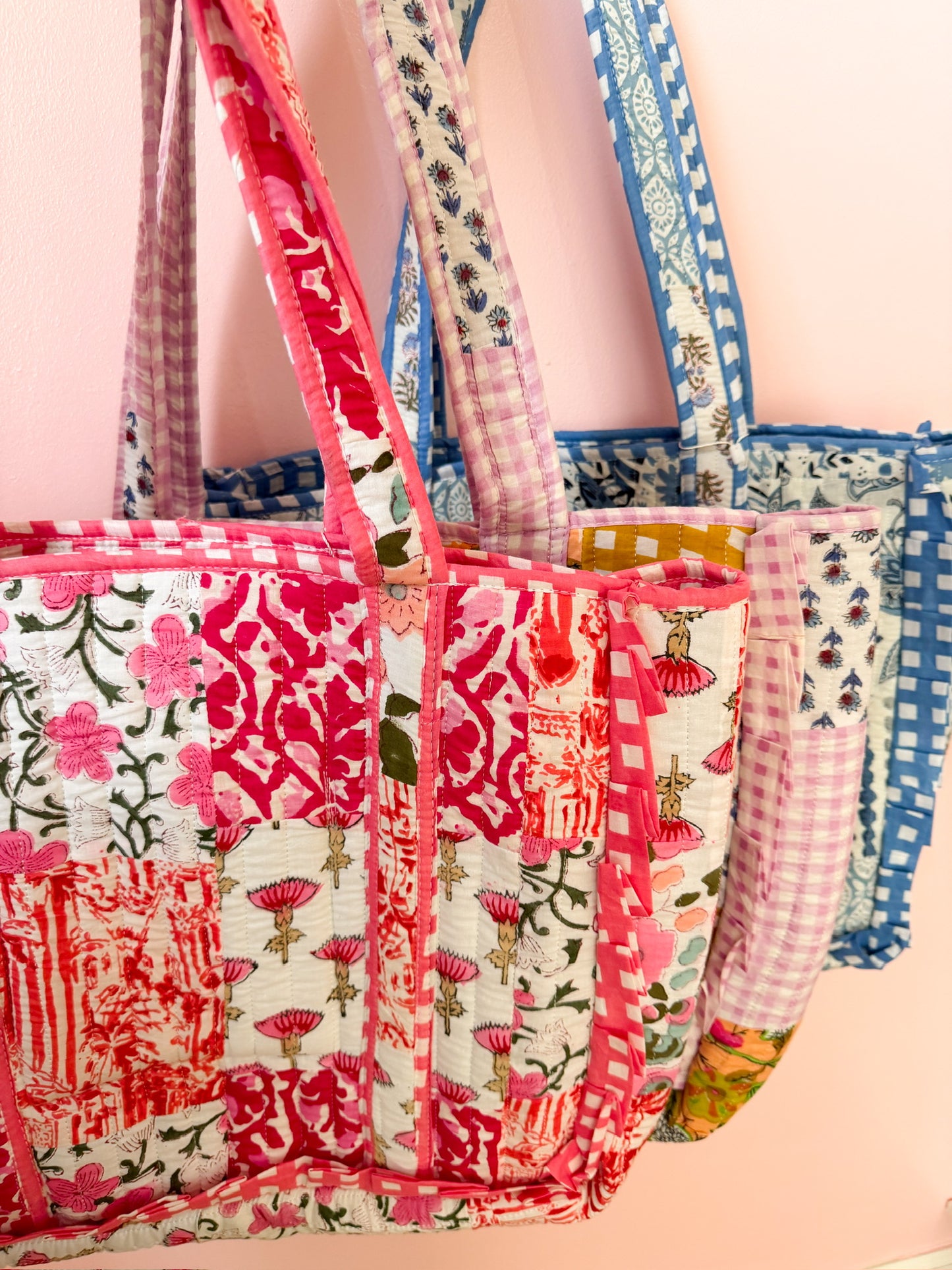 Pink Petale | Large Quilted Ruffle Tote Bag