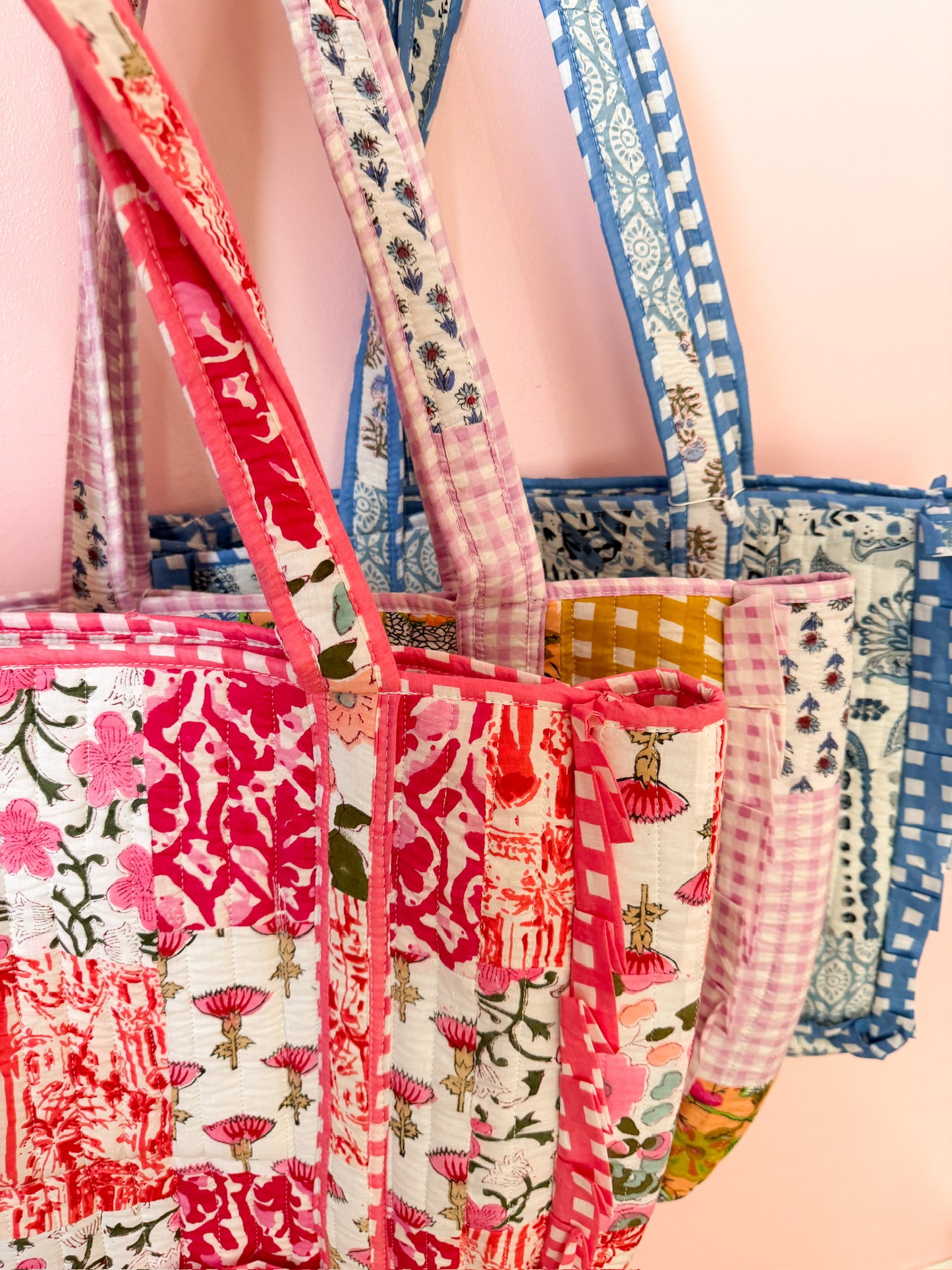 Pink Petale | Large Quilted Ruffle Tote Bag