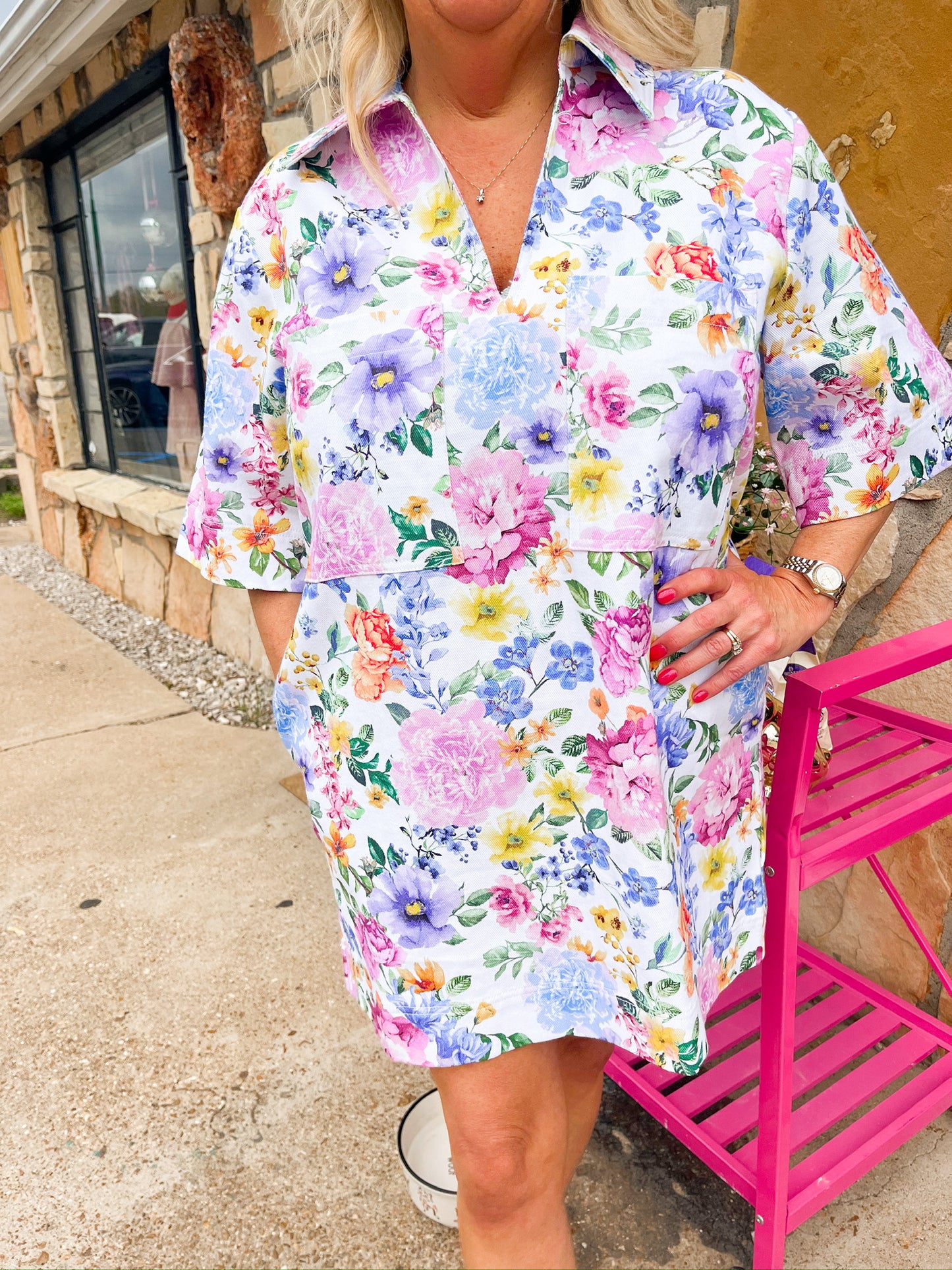 Odette white multi dress