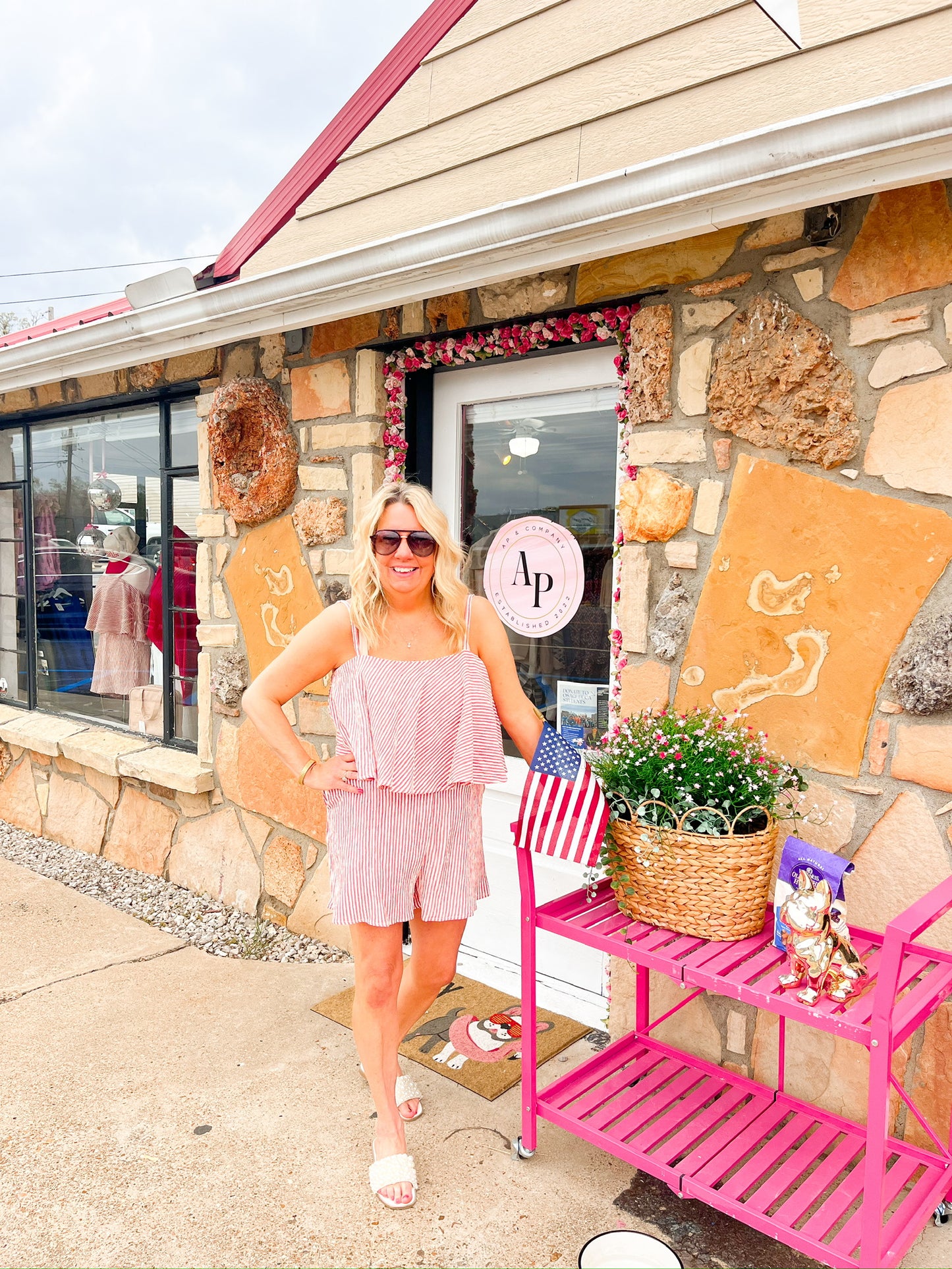 Ginny red striped romper