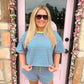 Deann Turquoise Striped Set Top