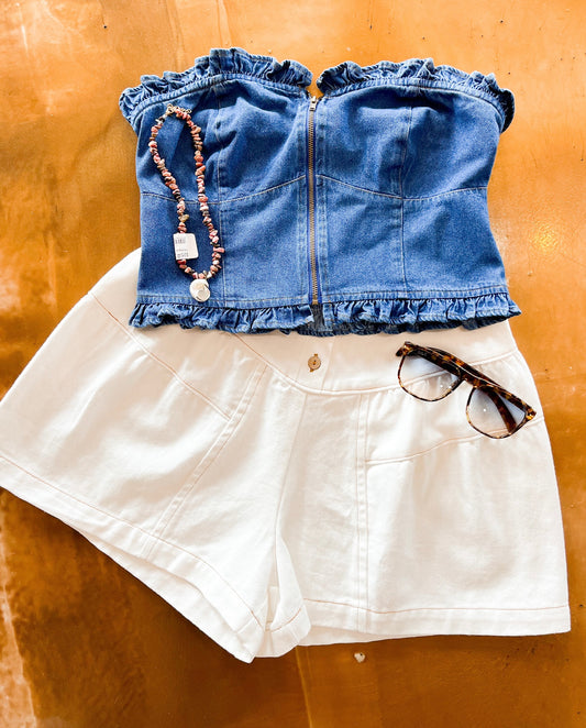 Demi denim corset top