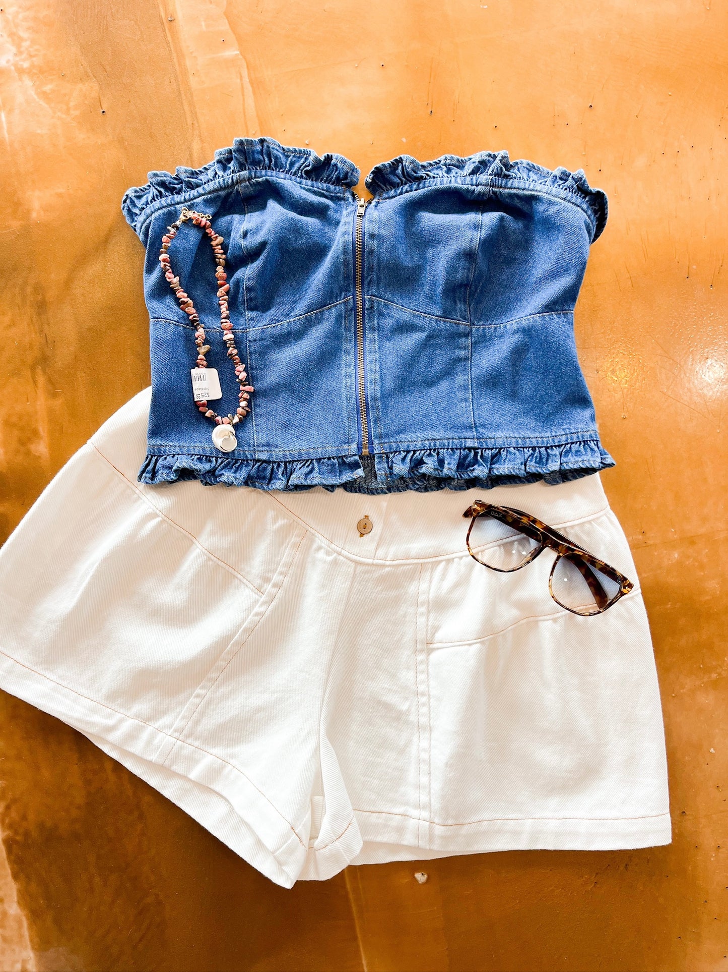 Demi denim corset top