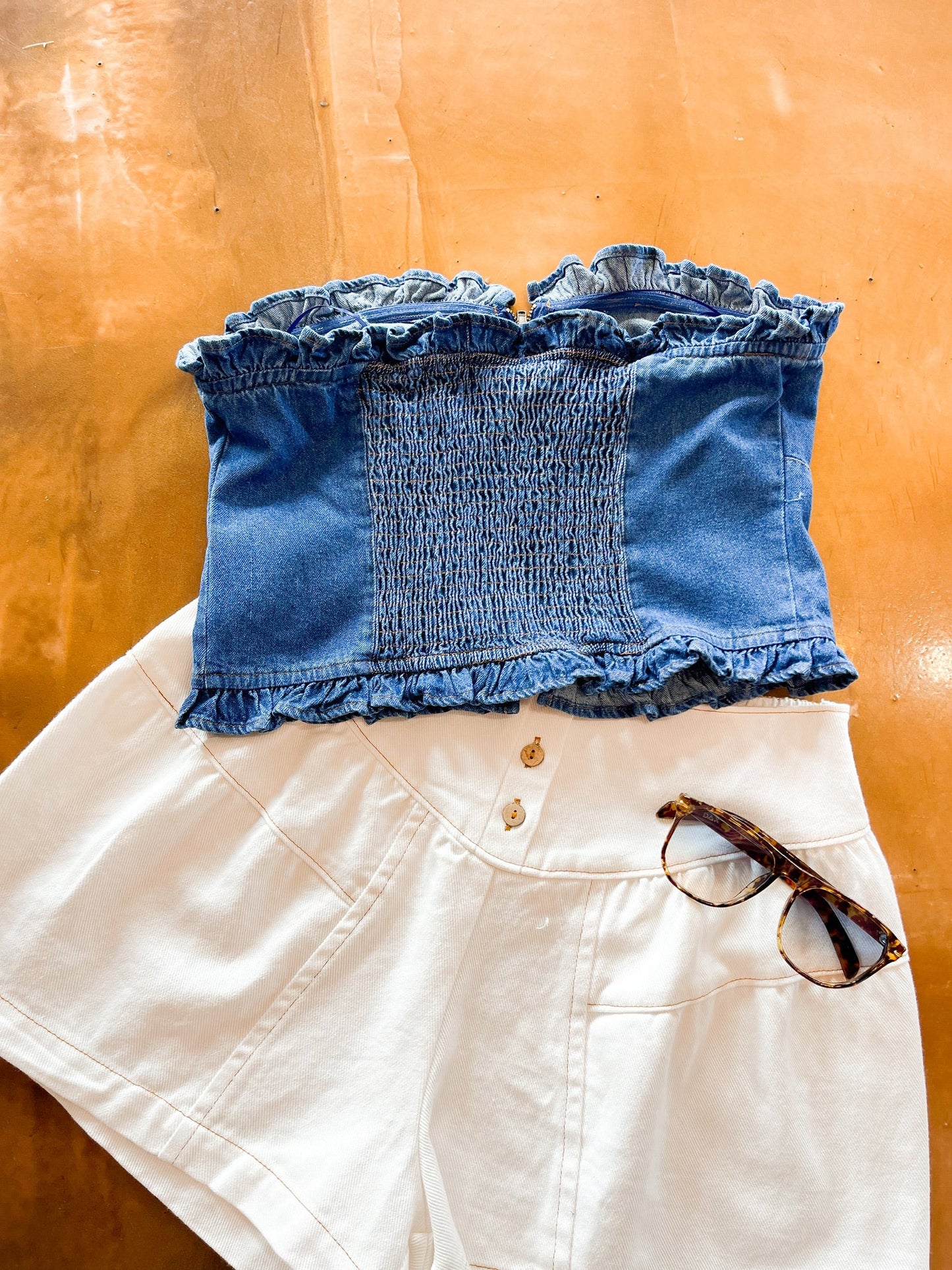 Demi denim corset top