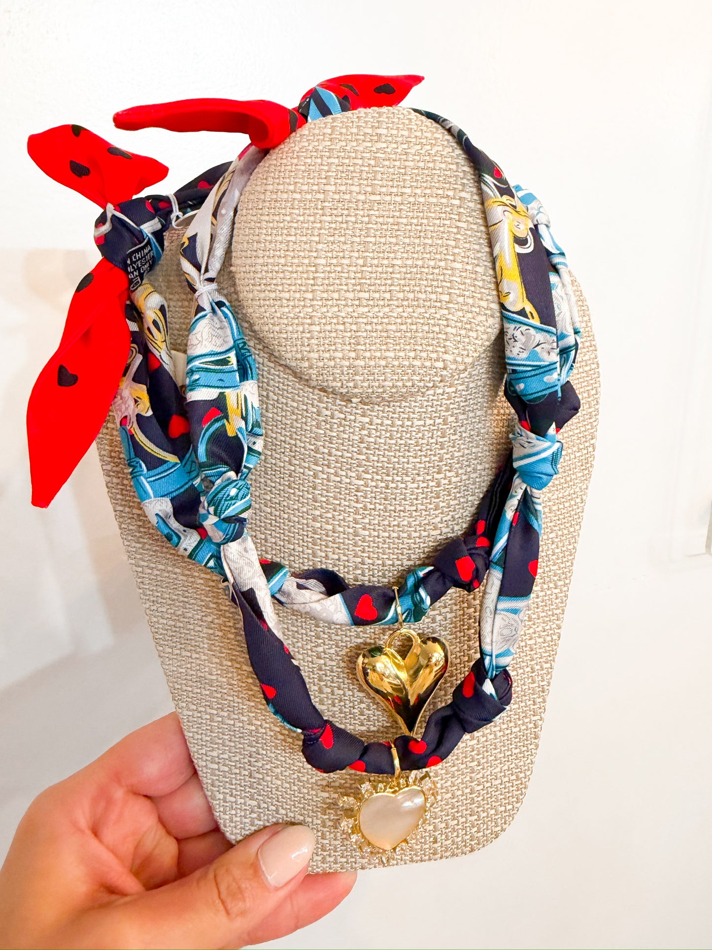 Knotted Scarf Red & Black Scarf