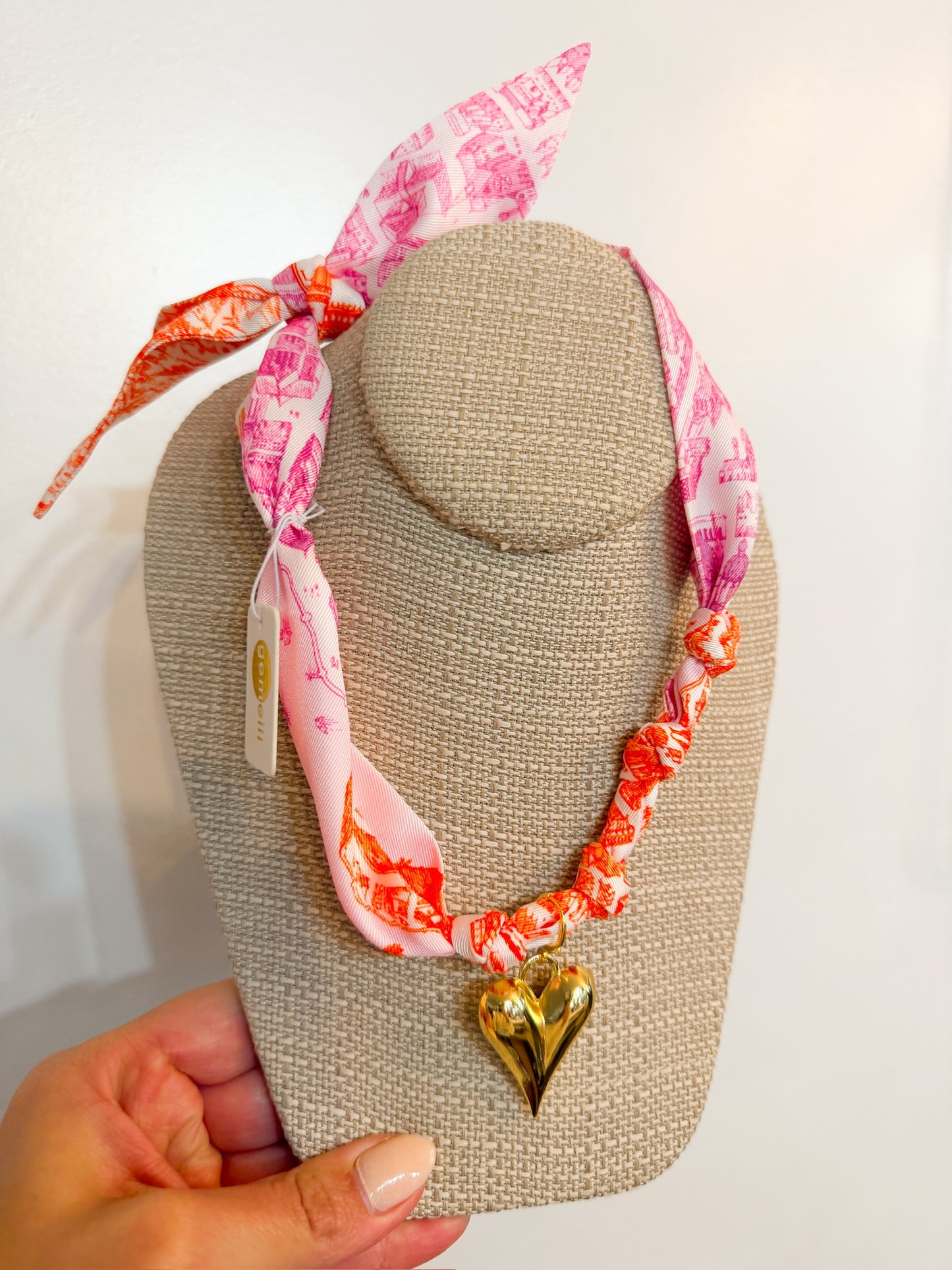 Knotted Scarf Pink and Orange