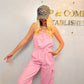Bella Pink Cargo Jumpsuit