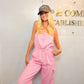 Bella Pink Cargo Jumpsuit