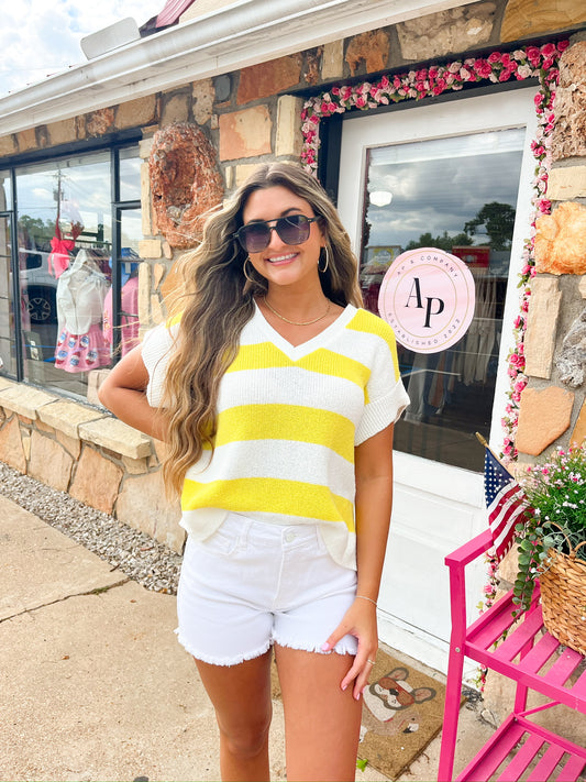Eva yellow striped top