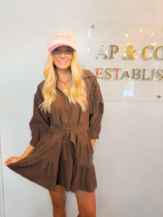 Becka Collared Zip-up Mini Dress