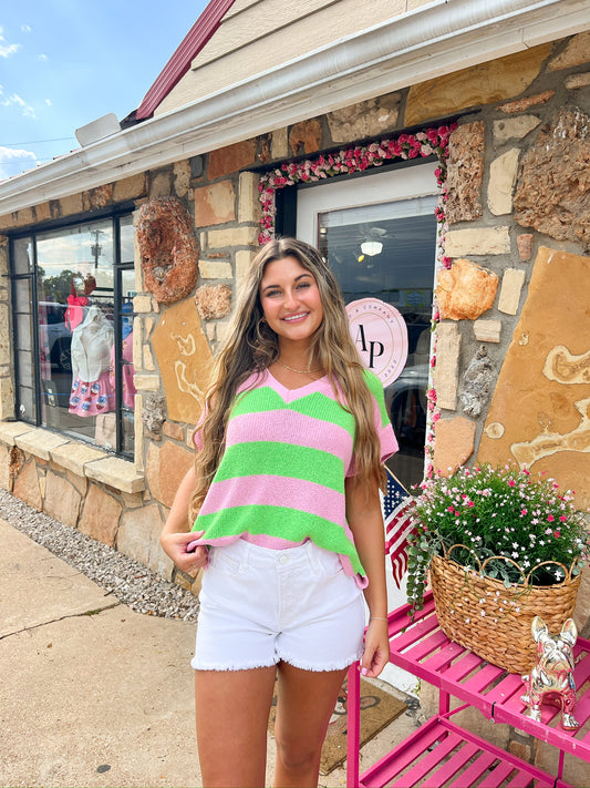 Eva pink striped top