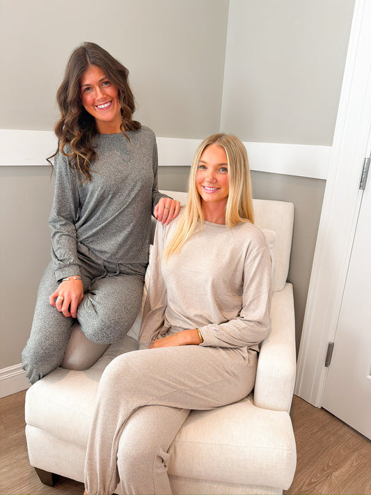 Long Slv Top & Joggers Set Ash Mocha