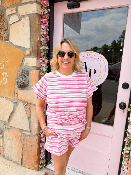 Brenda Striped Shorts Pink