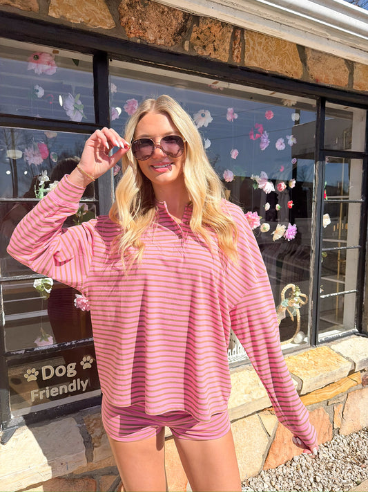 Luna Pink Striped Shorts