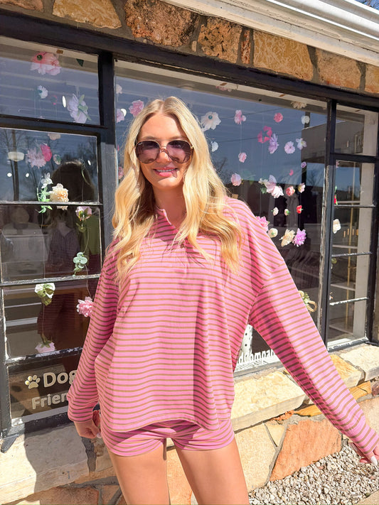 Luna Pink Striped Top