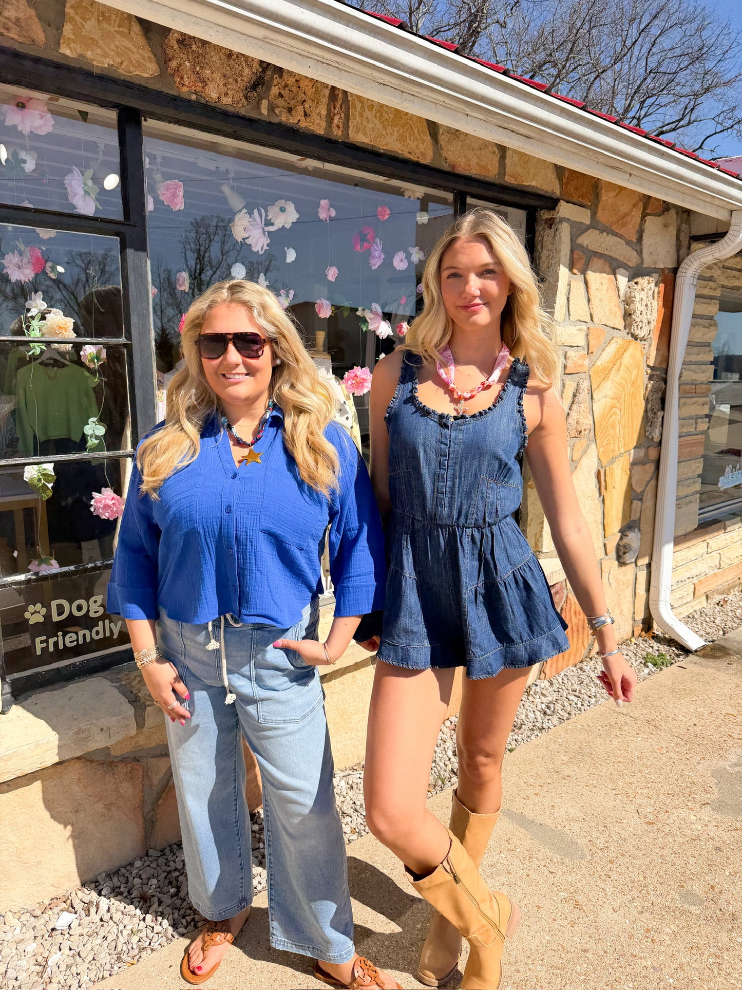 Ocean Denim Ruffle Strap Open-back Romper