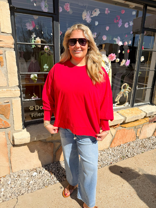 Hannah Oversized Long Sleeve Red
