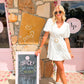 Dorthy White Ruffle Bubble Sleeve Dress