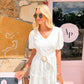 Dorthy White Ruffle Bubble Sleeve Dress