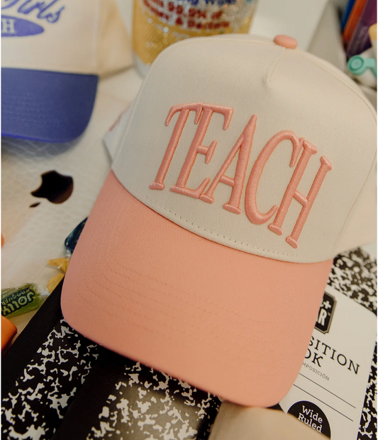 Teach - Pink Vintage Trucker Hat