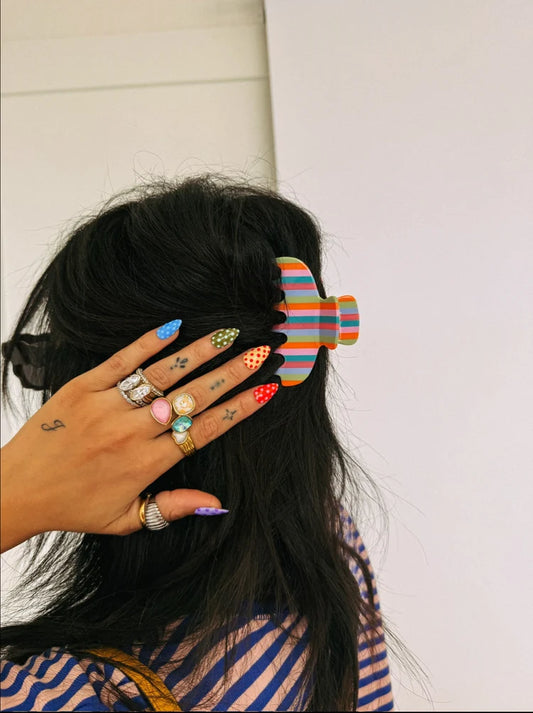 stripe hair clip - citrus